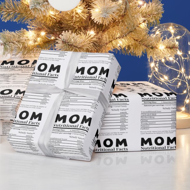 Mum Nutritional Facts Wrapping Paper (Holidays)