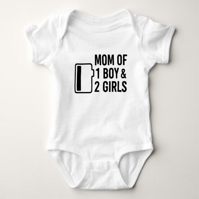 Mum of 1 Boy & 2 Girls  Baby Bodysuit (Front)