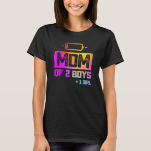 Mum Of 2 Boys 1 Girl Low Battery T-Shirt
