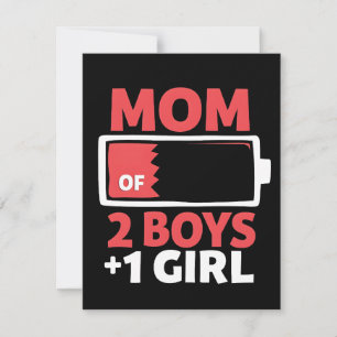 Mum of 2 Boys 1 Girl Pregnancy Mothers day Holiday Card