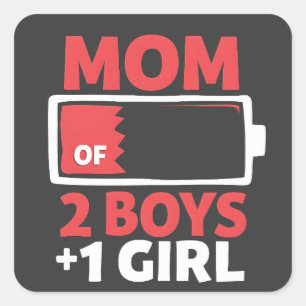 Mum of 2 Boys 1 Girl Pregnancy Mothers day  Square Sticker