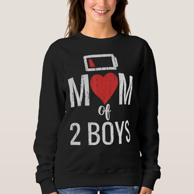 Mum Of 2 Boys Birthday Siblings Twins Mother's Day Sweatshirt (Front)