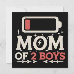 Mum Of 2 Boys Low Battery Funny Mother's Day Invitation