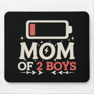 Mum Of 2 Boys Low Battery Funny Mother's Day Mouse Pad