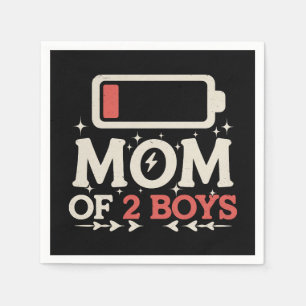 Mum Of 2 Boys Low Battery Funny Mother's Day Napkin