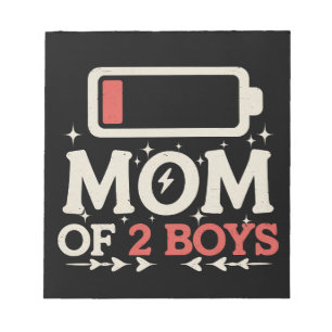 Mum Of 2 Boys Low Battery Funny Mother's Day Notepad