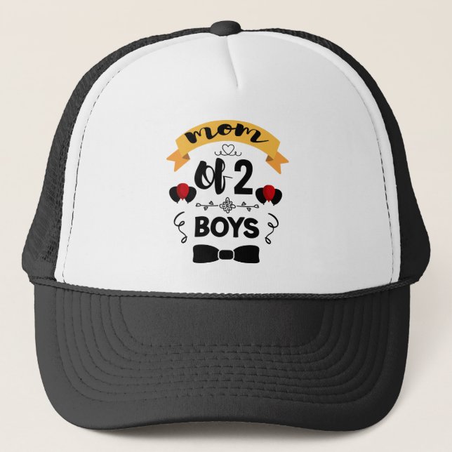 Mum Of 2 Boys Moms Gift From Son Mothers Day 2021 Trucker Hat (Front)
