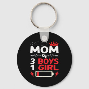 Mum of 3 boys and 1 girl battery low mother's day key ring