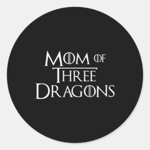 Mum Of 3 Dragons Gifts Women Funny Mothers Day Dau Classic Round Sticker