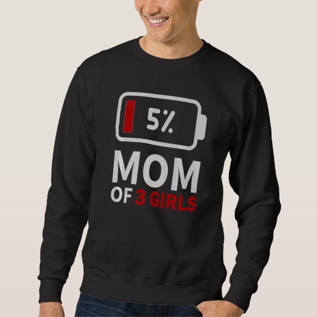 Mum of 3 Girls low battery tired mum family humour Sweatshirt (Front)