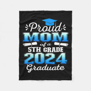 Mum Of 5th Grade Graduate 2024 Elementary Graduati Fleece Blanket