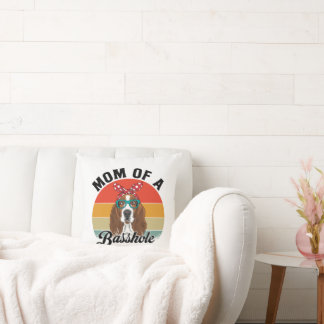 Mum of a Basshole Funny Basset Hound Dog Mum Cushion