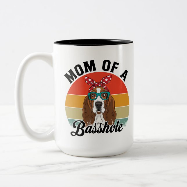 Mum of a Basshole Funny Basset Hound Dog Mum Mug (Left)