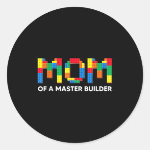 Mum of a master builder toy brick mother's day classic round sticker