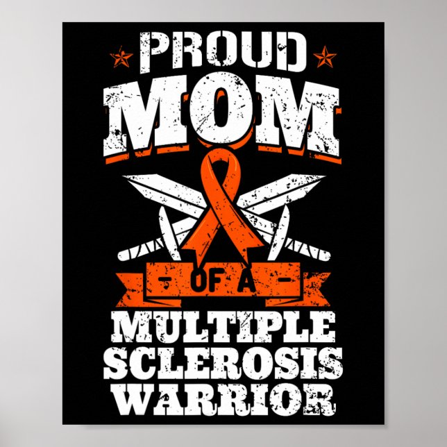 Mum Of A Multiple Sclerosis Warrior Ms Ribbon Moth Poster (Front)