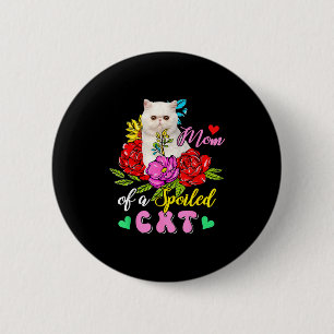 Mum of a spoiled cat cute floral cat mother's dayM 6 Cm Round Badge