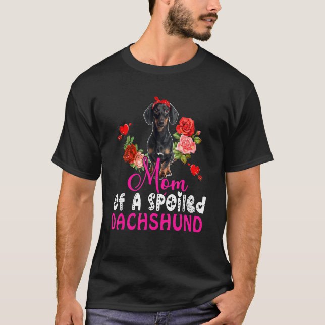 Mum Of A Spoiled Dachshund Cute Dachshund Bow Tie  T-Shirt (Front)