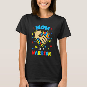 Mum Of A Warrior Autism Awareness Month Puzzle Pie T-Shirt