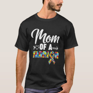 Mum Of A Warrior Autism Awareness Ribbon Puzzle Pi T-Shirt