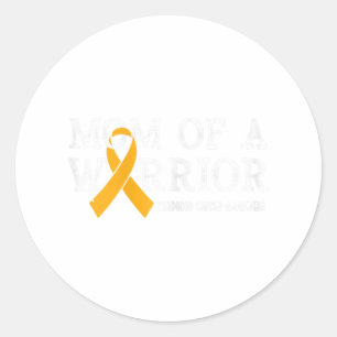 Mum Of A Warrior Childhood Cancer Awareness Ribbon Classic Round Sticker