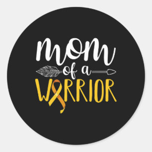 Mum Of A Warrior Childhood Cancer Leukaemia Awaren Classic Round Sticker