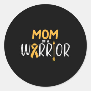 Mum Of A Warrior Childhood Cancer Ribbon Awareness Classic Round Sticker