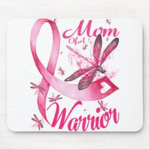 Mum Of A Warrior Dragonfly Breast Cancer Awareness Mouse Pad