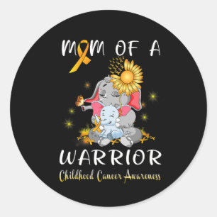 Mum Of A Warrior Elephant Childhood Cancer Fighter Classic Round Sticker