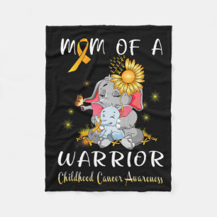Mum Of A Warrior Elephant Childhood Cancer Fighter Fleece Blanket