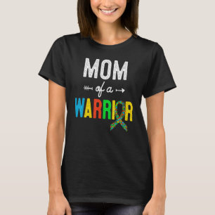 Mum Of A Warrior Family Mum World Autism Awareness T-Shirt
