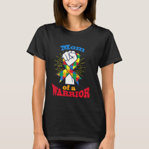 Mum Of A Warrior Puzzle Ribbon Cool Autism Awarene T-Shirt