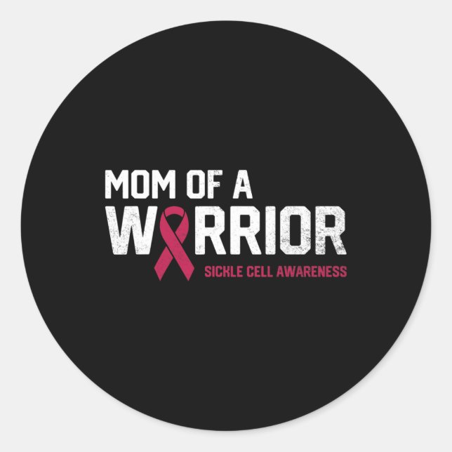 Mum of a Warrior Sickle Cell Anaemia Awareness Rec Classic Round Sticker (Front)