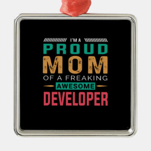 Mum Of Awesome Developer Metal Ornament