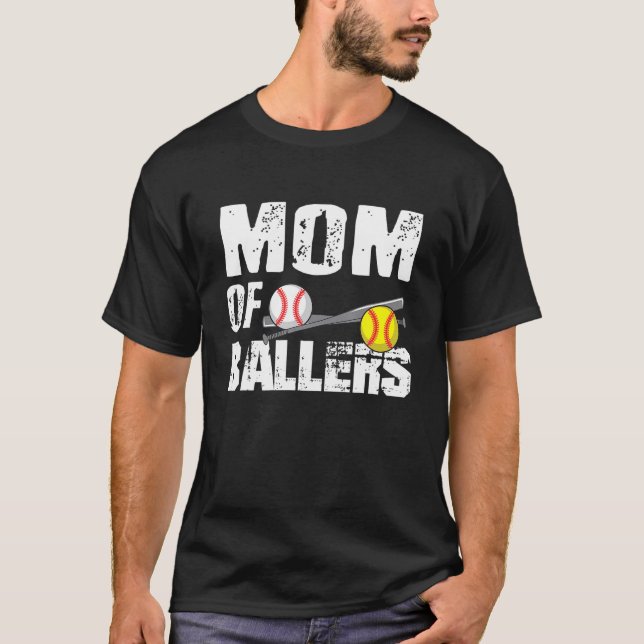Mum Of Ballers Funny Baseball Softball Game Mother T-Shirt (Front)