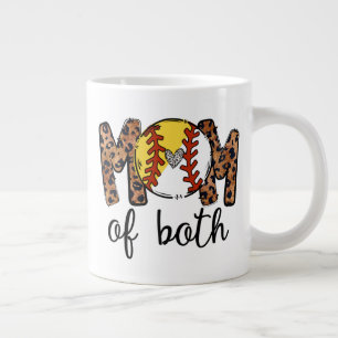 Mum Of Both Baseball Softball, Baseball Softball Large Coffee Mug