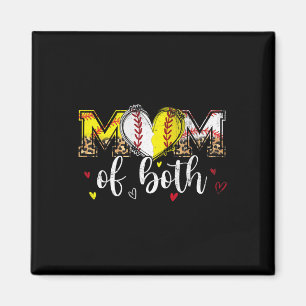 Mum Of Both Baseball Softball Heart Leopard Mother Magnet
