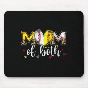 Mum Of Both Baseball Softball Heart Leopard Mother Mouse Pad