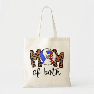 Mum Of Both Baseball Volleyball, Volleyball Mum Tote Bag