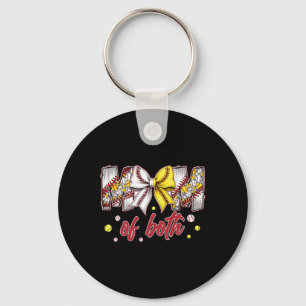 Mum Of Both Bysebyll Softbyll Coquette Bow Mother' Key Ring