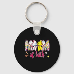 Mum Of Both Bysebyll Softbyll Coquette Bow Mother' Key Ring