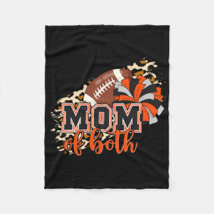 Mum Of Both Football Cheer Orange Black Pom Leopar Fleece Blanket