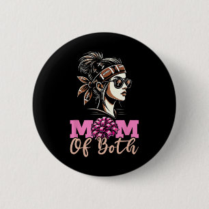 Mum Of Both Footll Cheerleading Cheer Mum Game Day 6 Cm Round Badge