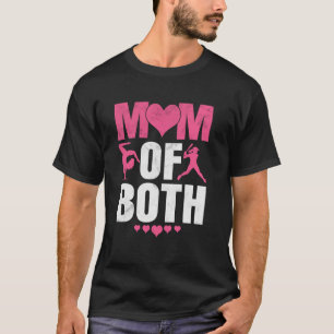 Mum Of Both Funny Baseball Gymnastics Mum Mothers  T-Shirt