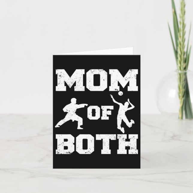 Mum Of Both Funny Volleyll Karate Mum  Card (Front)