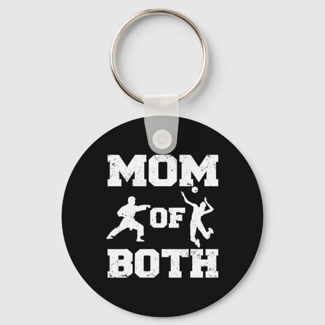Mum Of Both Funny Volleyll Karate Mum  Key Ring (Front)