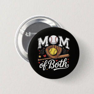 Mum of Both Game Day Baseball Softball 6 Cm Round Badge
