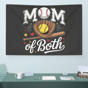 Mum of Both Game Day Baseball Softball Banner