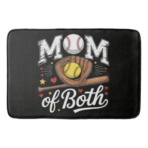 Mum of Both Game Day Baseball Softball  Bath Mat