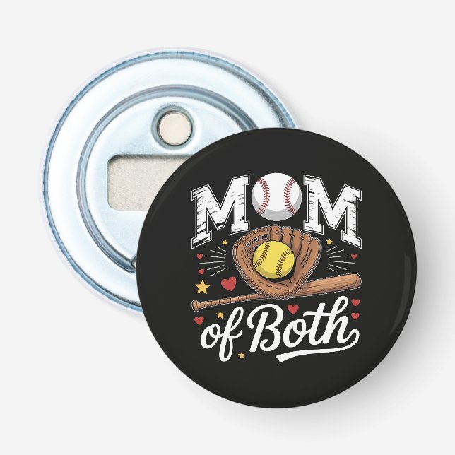 Mum of Both Game Day Baseball Softball  Bottle Opener (Front)