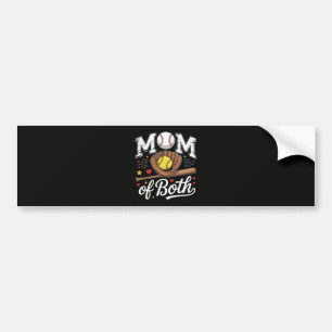 Mum of Both Game Day Baseball Softball  Bumper Sticker